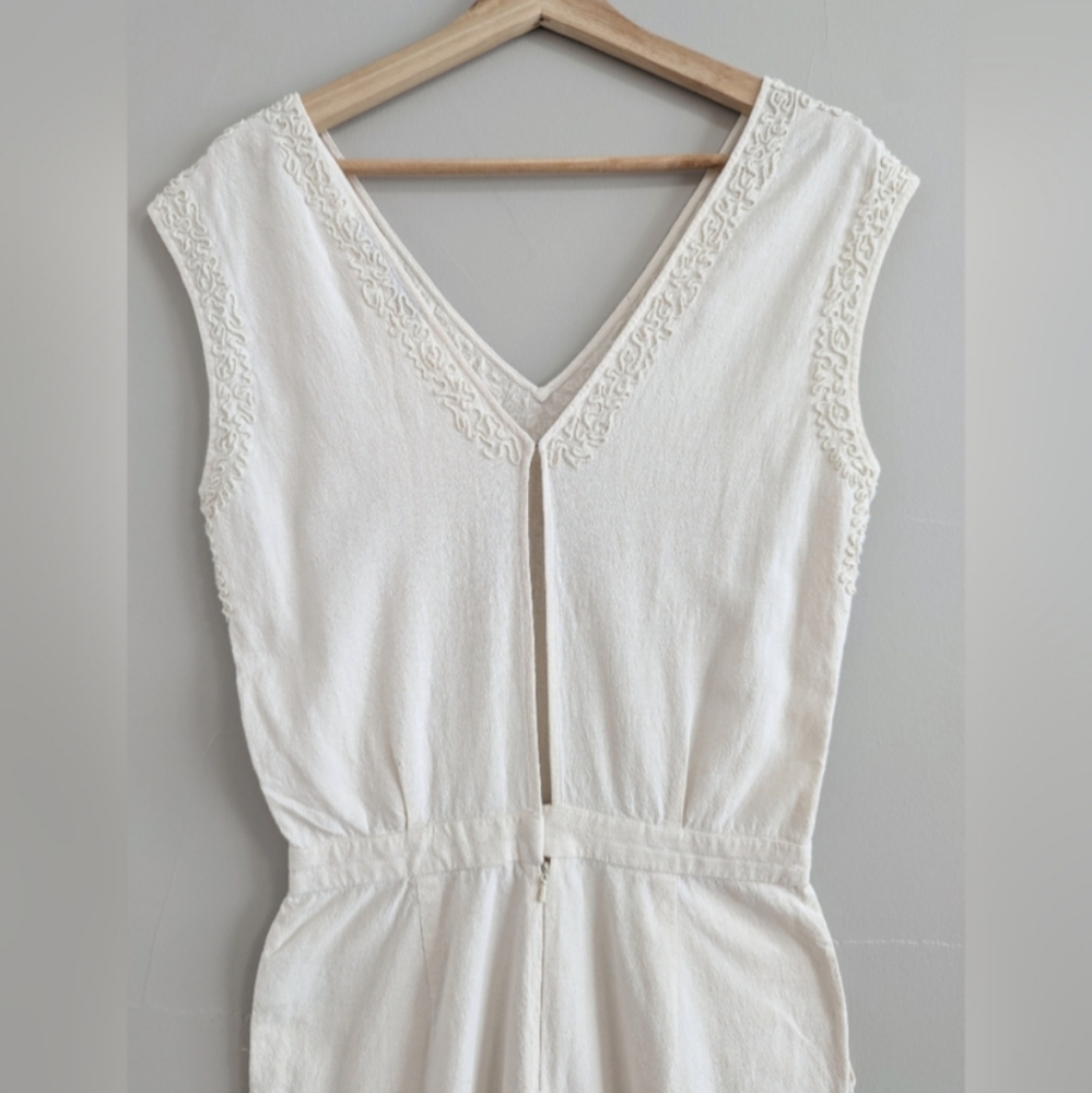 & Other Stories linen blend embroidered jumpsuit